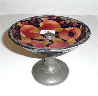 Lot 487 - Moorcroft Pomegranate comport circa 1920's with Tudric mount (a.f)