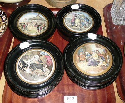 Lot 513 - Ten framed Prattware pottery pot lids