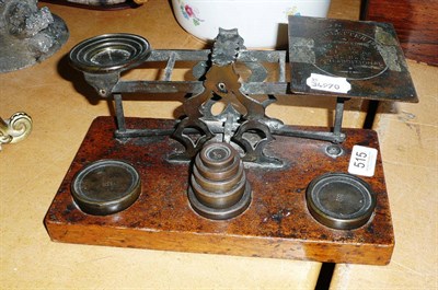 Lot 515 - Brass postal scales and weights