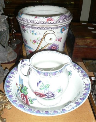 Lot 516 - Maling pottery wash jug, bowl and chamber pot, Losolware slop pail and cover and a Losolware...