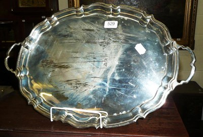 Lot 529 - Silver oval two handled tea tray