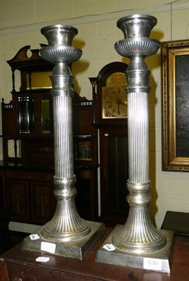 Lot 530 - Pair of silver plated candlesticks