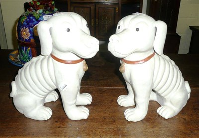 Lot 533 - Pair of bisque dogs, possibly Chinese, in original box