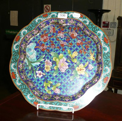 Lot 536 - A Chinese floral cloisonne cinq-foil dish