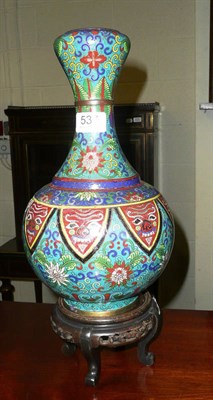 Lot 537 - A Chinese cloisonne baluster vase on stand