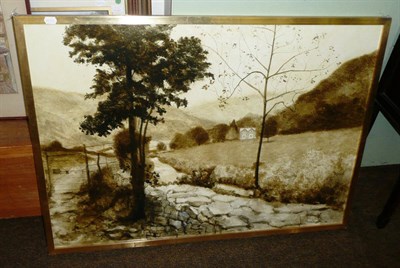 Lot 559 - Large framed oil on board of Easedale Grasmere signed Lacoux, dated '74