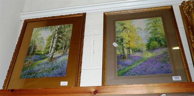 Lot 566 - A pair of watercolours by Albert H. Findley, upright examples of 'Bluebell Woods'