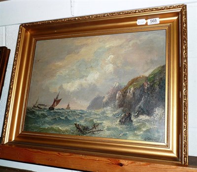 Lot 568 - H Esmond, gilt framed oil of a seascape