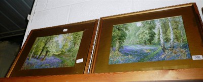 Lot 586 - A pair of watercolours by Albert H. Findley, landscape 'Bluebell Wood' subjects