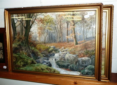 Lot 589 - Two large framed watercolour landscape scenes, signed T R Ellingham 1915