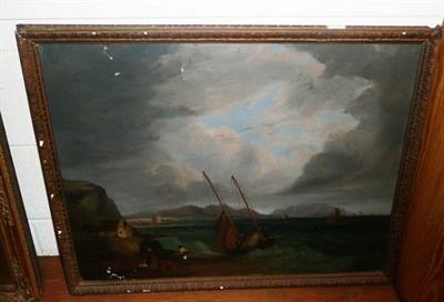 Lot 591 - Oil on canvas of a sea scape, possibly after George Morland