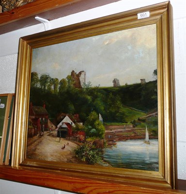 Lot 601 - A 19th century school oil on canvas of Knaresborough Castle