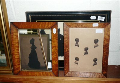 Lot 602 - Two 19th century maple framed silhouettes and a framed family silhouette group of Mrs & Mrs...