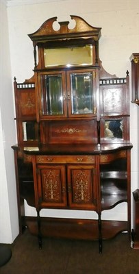 Lot 620 - Edwardian rosewood inlaid mirror back cabinet