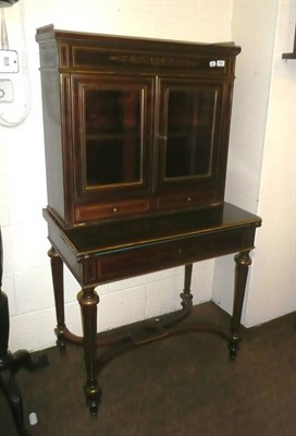 Lot 622 - Brass inlaid mahogany secretaire bookcase