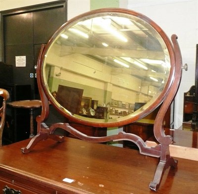 Lot 644 - A mahogany framed oval toilet mirror and a childs chair