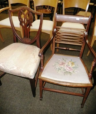 Lot 692 - Edwardian chair and mahogany dining chair