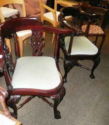 Lot 693 - Pair of reproduction mahogany corner chairs