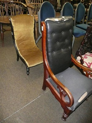 Lot 702 - A 19th century mahogany nursing chair and a small ebonised chair