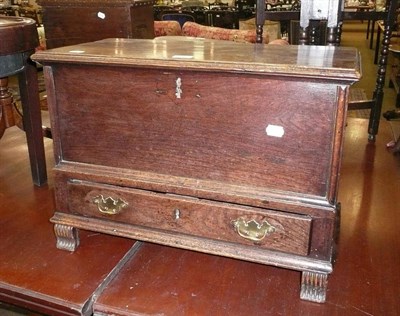 Lot 722 - Small two panelled 19th century oak kist with single drawer