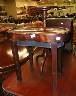 Lot 723 - A 19th century mahogany bidet with cover and liner and a small oak tripod table