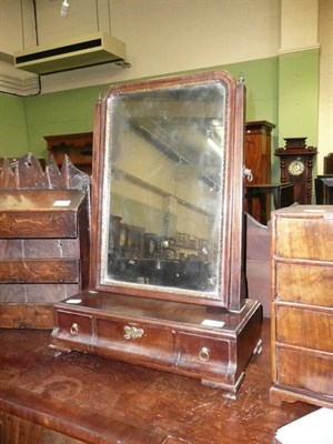 Lot 726 - 18th century dressing mirror with fitted base