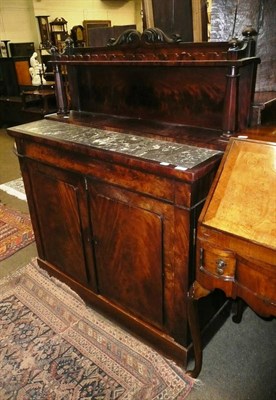 Lot 734 - A 19th century mahogany small sideboard with marble top