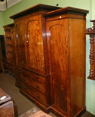 Lot 754 - A large Victorian mahogany breakfront wardrobe