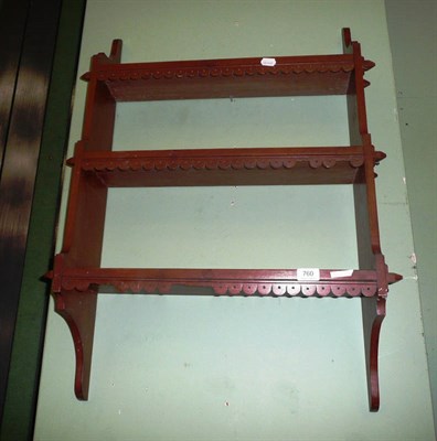 Lot 760 - A pitch pine three tier wall shelf