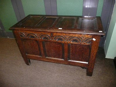 Lot 761 - Panelled and carved oak kist