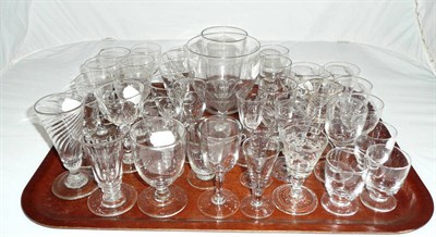Lot 7 - An early 19th century rummer and a quantity of other antique drinking glasses