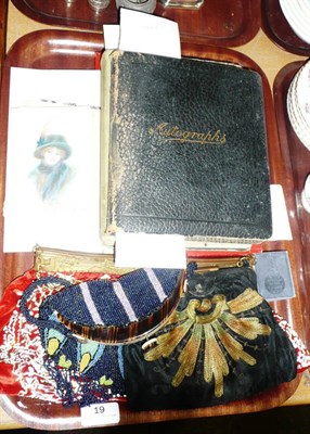 Lot 19 - Bookano Stories, cigarette cards, Friendship Book, Thumb Dictionary, postcards and clutch bags