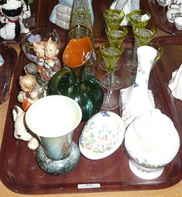Lot 40 - Bohemian liqueur set, Linthorpe pottery jug, Hummel figures and other decorative ceramics