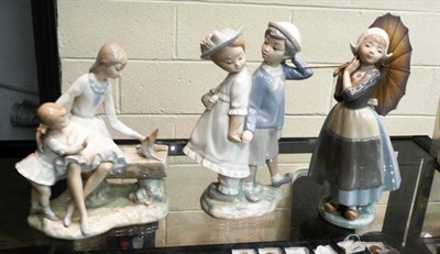 Lot 44 - A tray of ceramics including two Lladro figures and a Nao figure