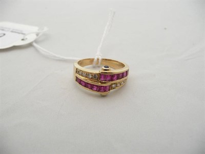 Lot 66 - A ruby, diamond and sapphire ring stamped '585'