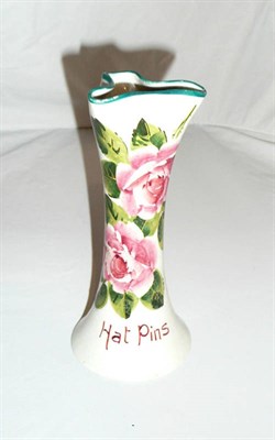 Lot 108 - Weymss rose-painted hat pin holder