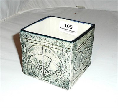 Lot 109 - A Troika "Cube" vase decorated by Simone Kilburn, black painted mark "Troika Cornwall", 8cm