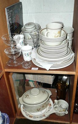 Lot 127 - Royal Doulton Sandsprite pattern dinner and tea service, various ceramics, glass, books,...