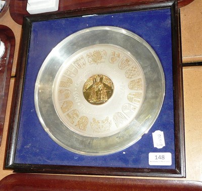 Lot 148 - A silver Coronation of Elizabeth II plate, "The College of Arms", 573gms