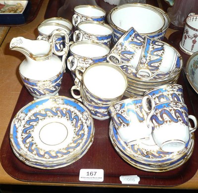 Lot 167 - Victorian Davenport blue and gilt teaset