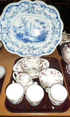 Lot 180 - 19th century blue and white meat plate impressed mark Elkin Knight & Co and a Minton china tea set