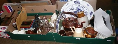 Lot 187 - Quantity of china, ornaments, horse and carriage ornaments, model locomotive train, etc