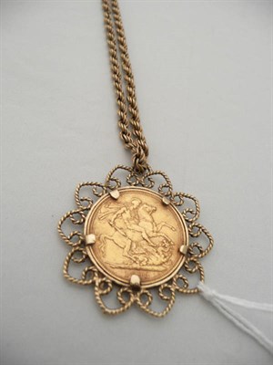 Lot 207 - An 1893 full sovereign pendant on rope chain