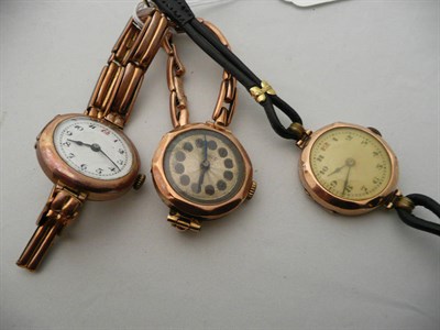 Lot 215 - Three ladys 9 carat gold wristwatches