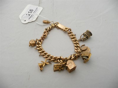 Lot 216 - 9 carat gold charm bracelet