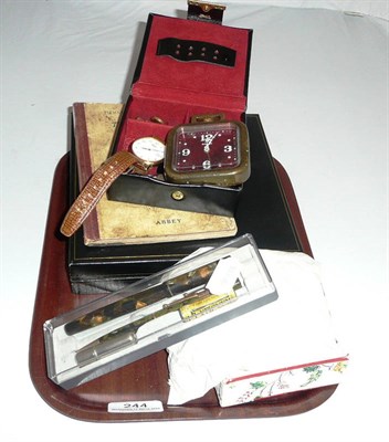 Lot 244 - Coins, pens, costume jewellery, a book, cuff-links, etc