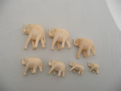 Lot 247 - Set of seven Indian ivory elephants (7)