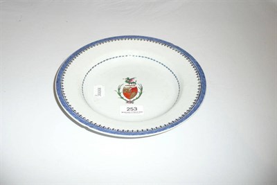 Lot 253 - 18th century armorial dish from the collection of Lord Leighton P.R.A.