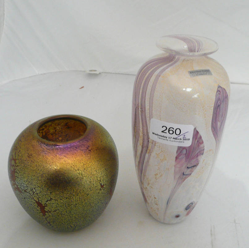 Lot 260 - A Jonathan Harris studio glass vase, signed "Jonathan Harris Ironbridge England 2000" and an...