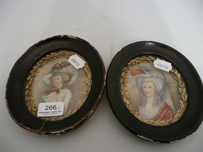 Lot 266 - Pair of 19th century framed miniature portraits, purported to be The Princess Elizabeth and The...